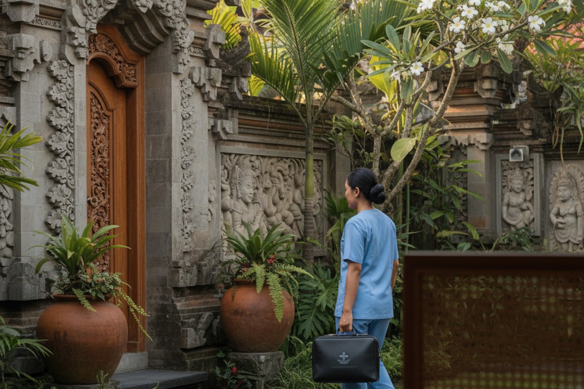 Doctor making a home visit at a Bali villa